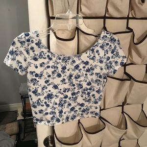 Blue Floral Crop Top